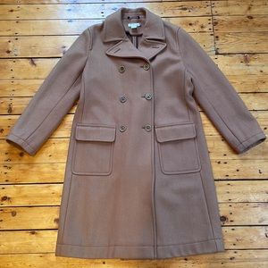 J. Crew Double Breasted Long Wool Topcoat Camel Large